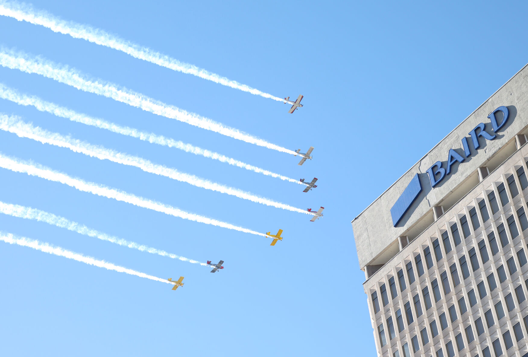 Planes fly over before Veterans Day Parade.JPG